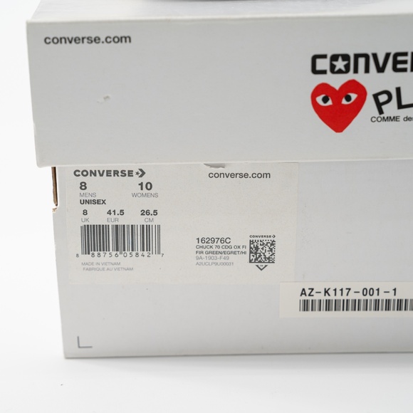 Size 8 - Converse Comme des Garçons Play Chuck 70 Low Multi Heart Green